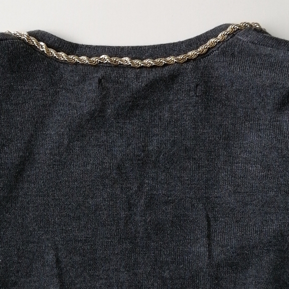 Hermes styled gold chain grey cardigans sweater - Picture 7 of 16